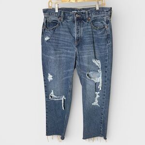 Old Navy High Rise Slouchy Straight Jeans Size 10 Distressed Blue indie sleaze